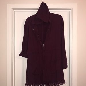 Long sleeve lightweight plum anorak jacket